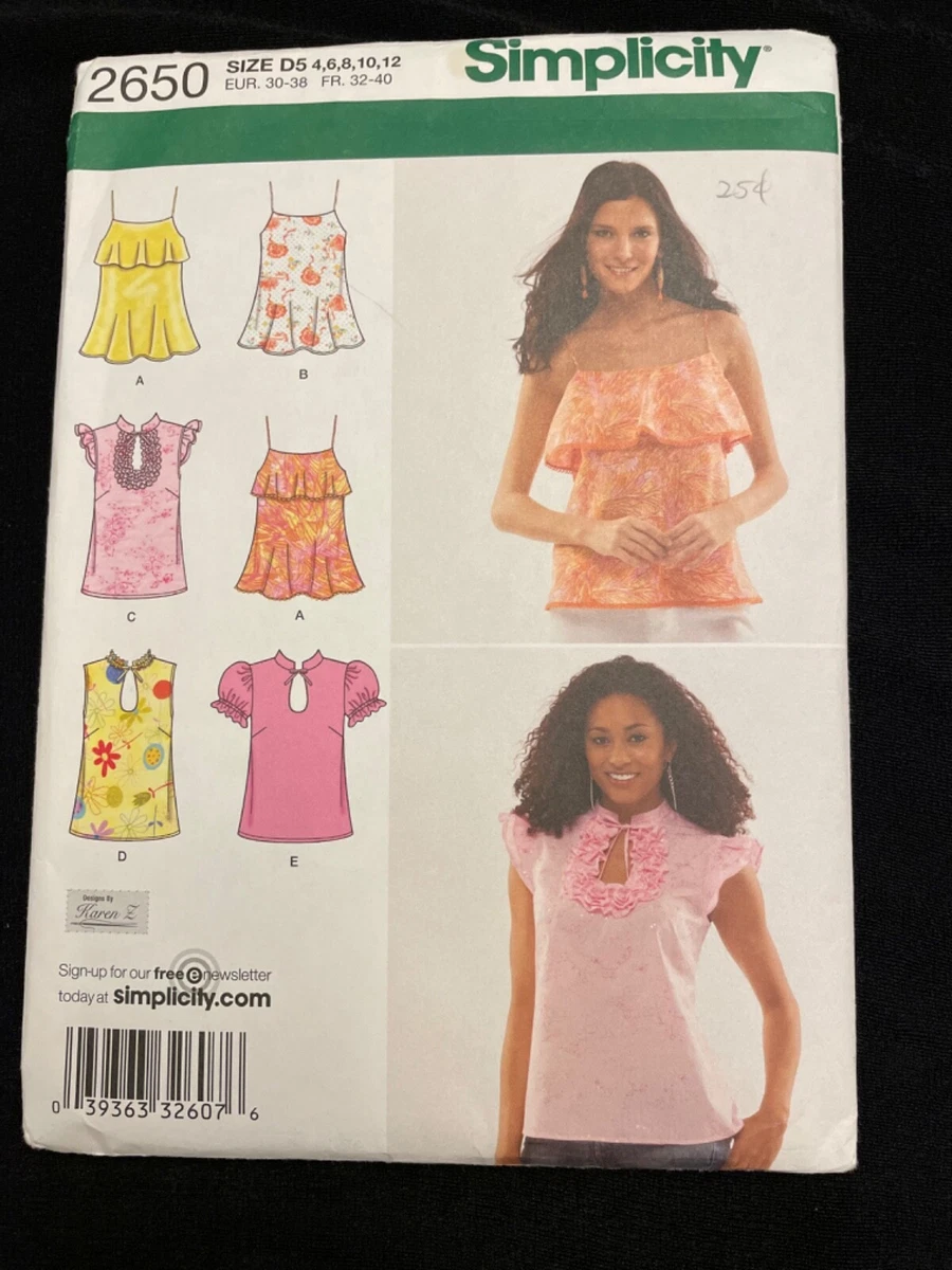 MISS CUTE SUMMER PULL-ON TOPS & BLOUSES SEWING PATTERN 4-12 Simplicity 2650