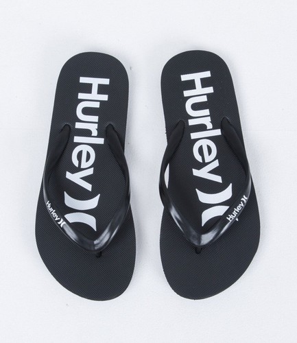 Chanclas hurley para hombre. SANDALIAS TANGA DE PLAYA DE GOMA CON LOGOTIPO ÚNICO NEGRO S23 - Imagen 2 de 4