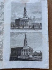 ENGRAVINGS 1827 ST LUKES CHURCH NORWOOD SURREY ST JOHN'S CHURCH LAMBETH