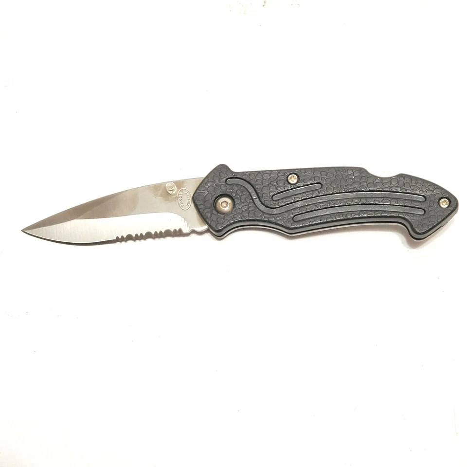 Cuchillo táctico plegable maltés 3" hoja inoxidable cubiertos escarcha 16-261B negro  Foto 2 de 3