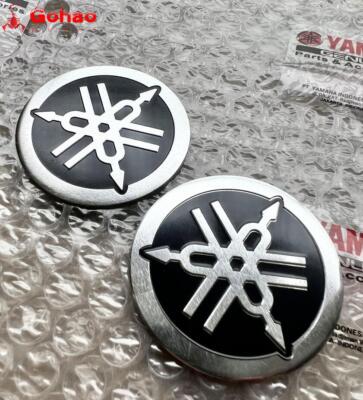 2x Silver 5.5cm Aluminum ''Forks'' Emblem  Motorcycles Tank Badge Decal Sticker