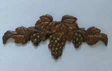 Vintage Cast Iron Grapes & Vine Doorway Topper Pediment Wall Hanging Plaque