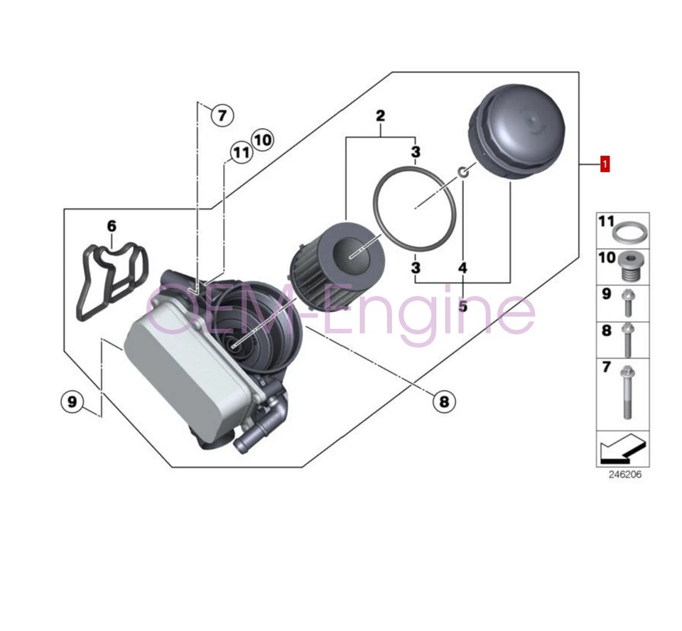 for BMW 528I 535I 2008-2016 OEM Mahle Oil filer Housing with Cooler 8637812 - Image 4 of 4