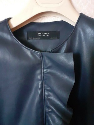 Giacca Donna Primavera Zara Similpelle blu Tg S Blazer Ecopelle zara | eBay