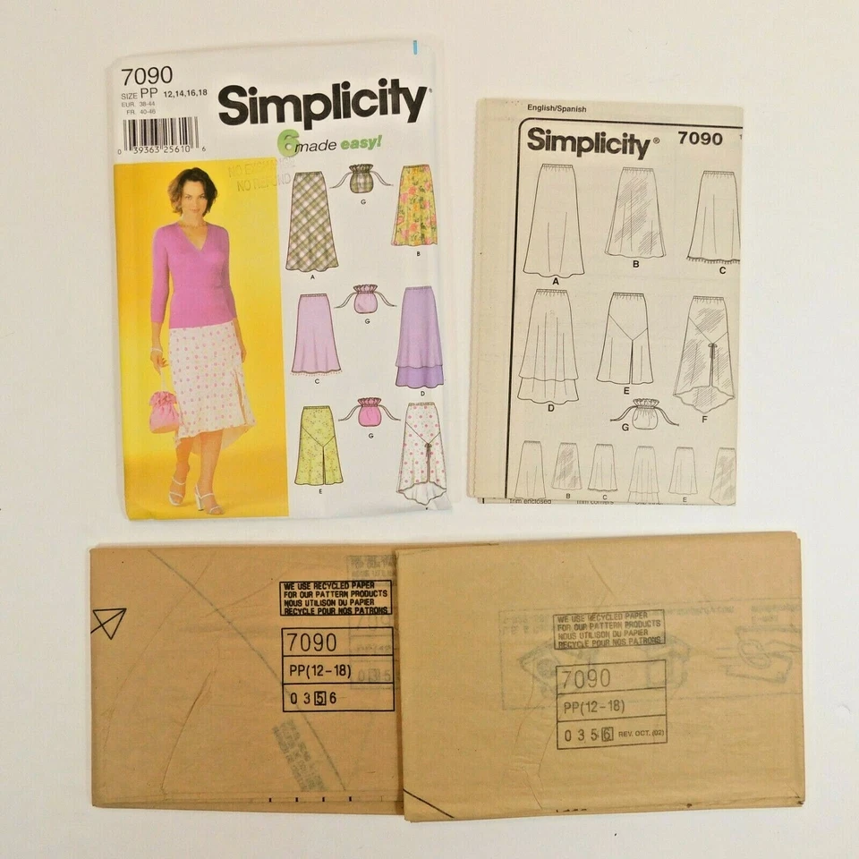 Simplicity 7090 Misses Skirts Purse Sewing Pattern Size 12-18 Uncut Pull on Bias - Image 2 of 4