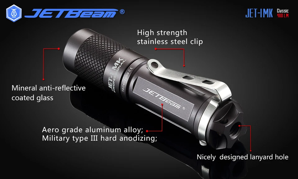 JETBeam I-MK 480 Lúmenes LED Mini EDC 14500 AA Llavero Linterna Antorcha Foto 4 de 4