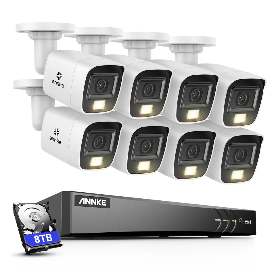 Sistema de cámara de video seguridad ANNKE 8CH 8MP DVR 4K AI color noche exterior H.265+ Foto 2 de 4
