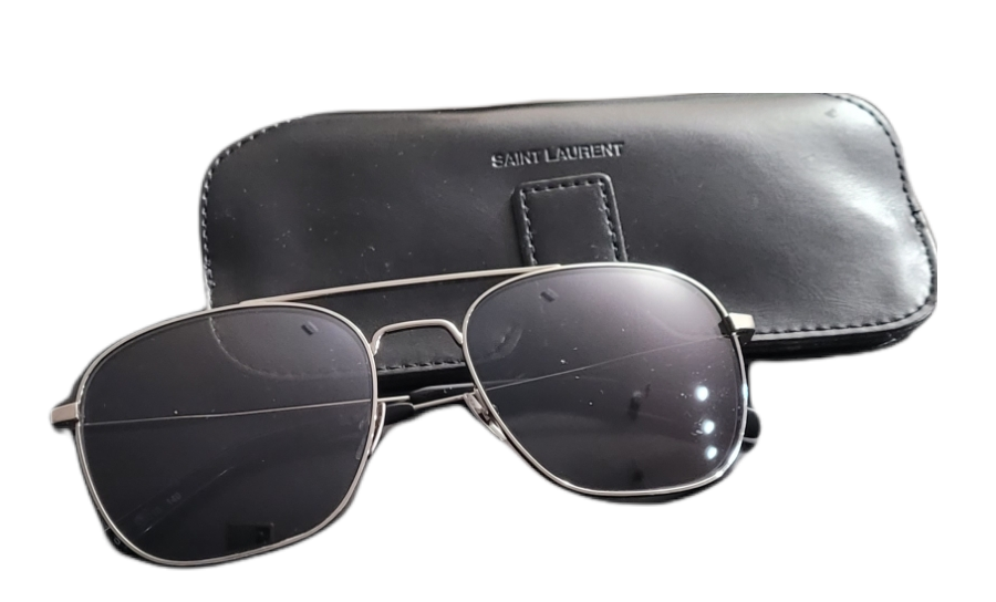 Occhiali da sole Saint Laurent Aviator SL 86 montatura argento lenti nere unisex uomo donna
