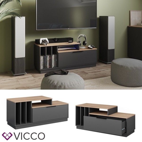 Lowboard Betti Anthrazit Sonoma 120 X 49,9 Cm Vicco-image