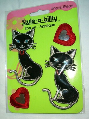 Style-a-bility Iron on Cats and hearts New Old Stock