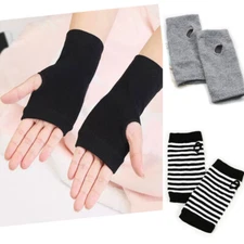 Women Wrist Arm Hand Knitted Mittens Winter Warmer Half Finger Fingerless Gloves