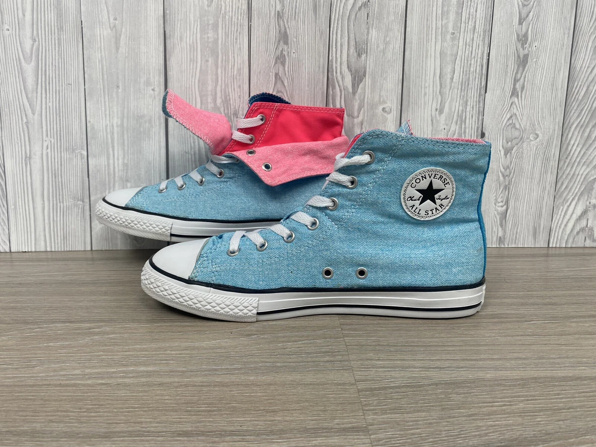 Converse double tongue blue deals pink