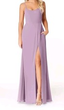 Azazie MOIRA Women's A6 A-Line Scoop Chiffon Floor-Length Dress Wisteria New