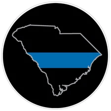 Law Enforcement Thin Blue Line South Carolina State Bumper Sticker Military 5"