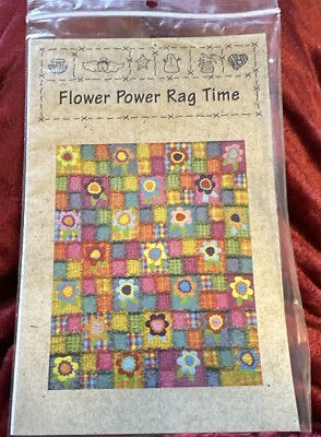 Flower Power Rag Time Wall Quilt Pattern Bright Fun Made with Flannel