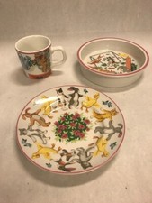 Tiffany co Playground 3 piece childs set bowl cup plate 1992 bunnies kittens