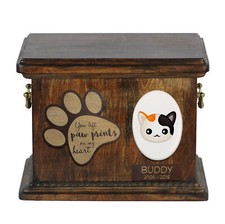 Japanese bobtail - urn for cat ashes, personalized urn with engraving, commemora