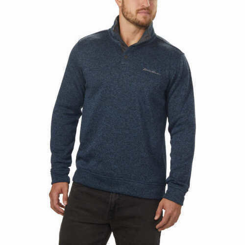 Eddie Bauer Men's Radiator Fleece 1/4 Snap Front Pullover Sweater, Navy Hthr XL, Blue