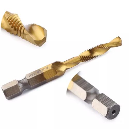 6tlg Gewindebohrer Bit Metrisch M3-M10 HSS-TIN Titan Sprial Gewindeschneider Set - Bild 7 von 12