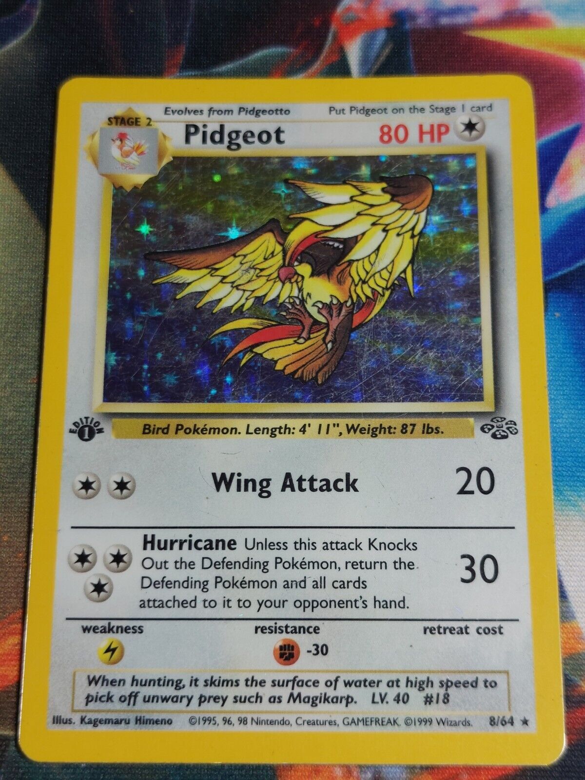 PIDGEOT 8/64 HOLO RARE JUNGLE SET COLLECTION 1999 POKEMON CARD