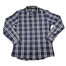 Michael Kors Slim Fit Button Up Shirt Men s Size XL Blue Check Plaid Long Sleeve