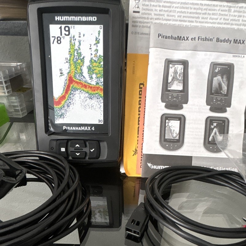 Humminbird PiranhaMAX 4 Fishfinder System w/ Transducer 4.3" 600ft 480x272