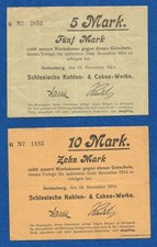 03 348 Notgeld Gottesberg (Walbrzych) Schl. Kohlen- & Cokes-Werke 5+10 Mark