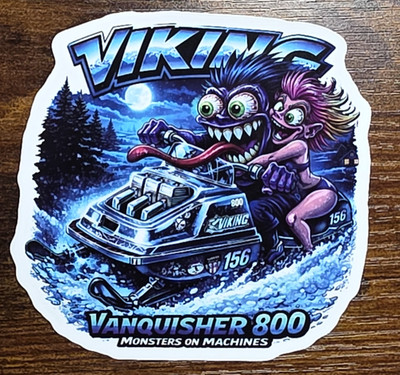 Viking Vanquisher 800 Sticker 9x9cm Vintage Snowmobile Triple Decal Woman Rider