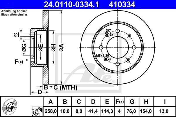 Disques de frein ATE Kia Cerato contre les vibrations au freinage 1.6 CRDi