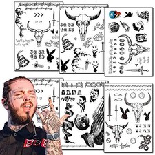 6 Sheets Halloween Temporary Tattoos Stickers Face Tattoos Kit Fake Body Art C