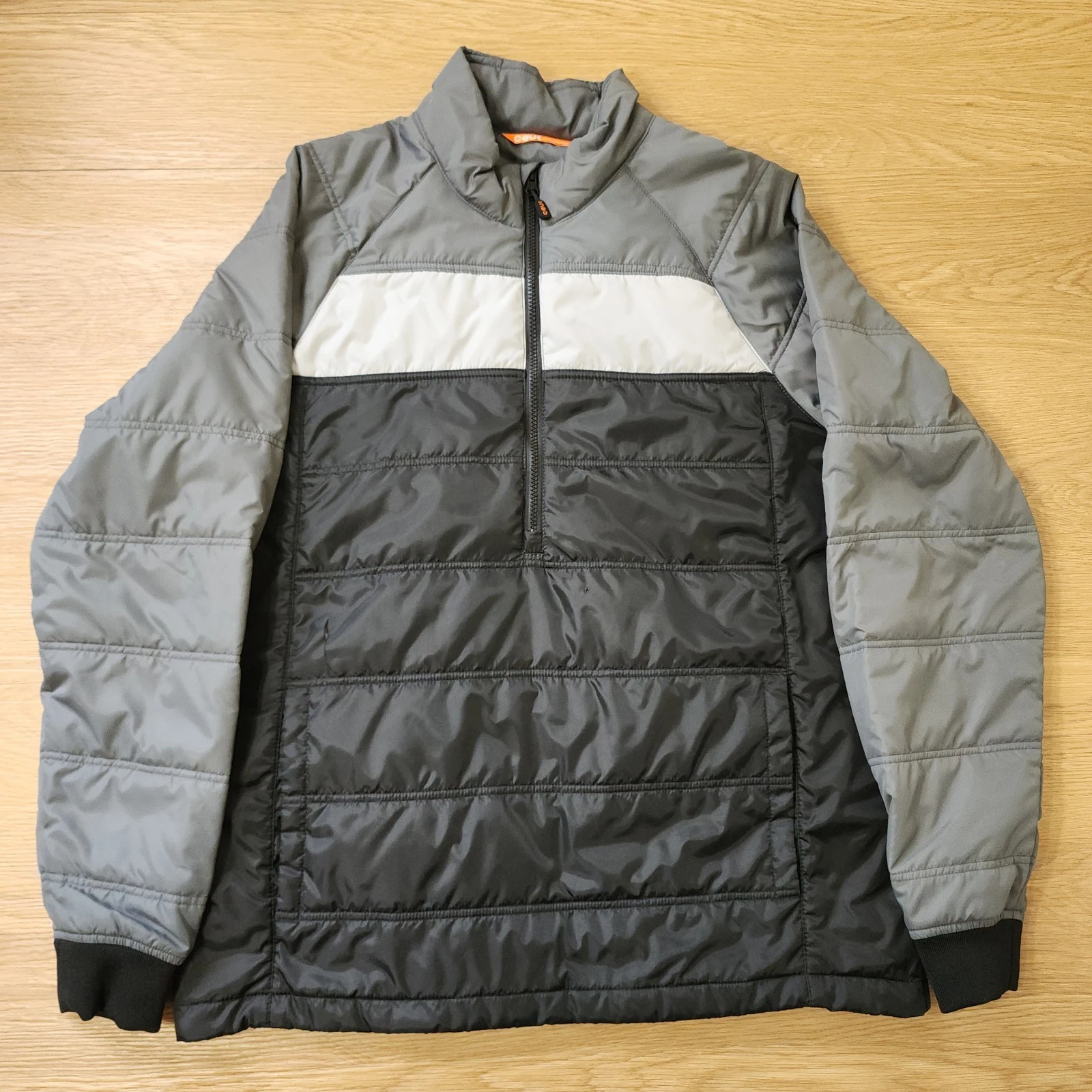 VETEMENTS CBuck Jacket Uomo L Grigio Nero Colorblock Full Zip Invernale Puffer Coat LEGGI