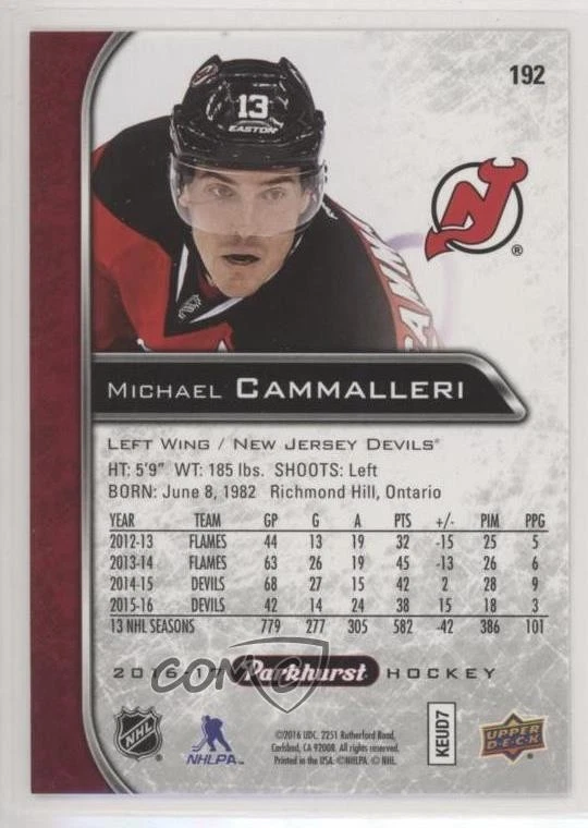 2016-17 Upper Deck Parkhurst Red Mike Cammalleri Michael Cammalleri #192 - Image 2 of 2