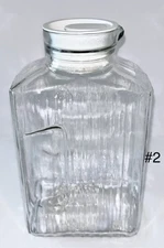 #8 VINTAGE 2QT Anchor Hocking BISTRO Ribbed Glass PITCHER White Stopper 64OZ (2)