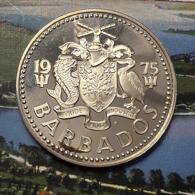 1975 Barbados $5 Silver Proof 🇧🇧