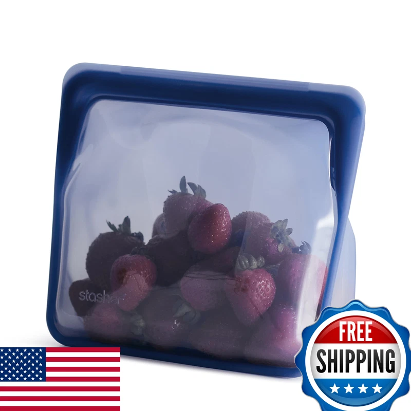 Stasher Silicone Reusable Storage Bag Stand-Up Mid Bag Reusable Freezer Bag