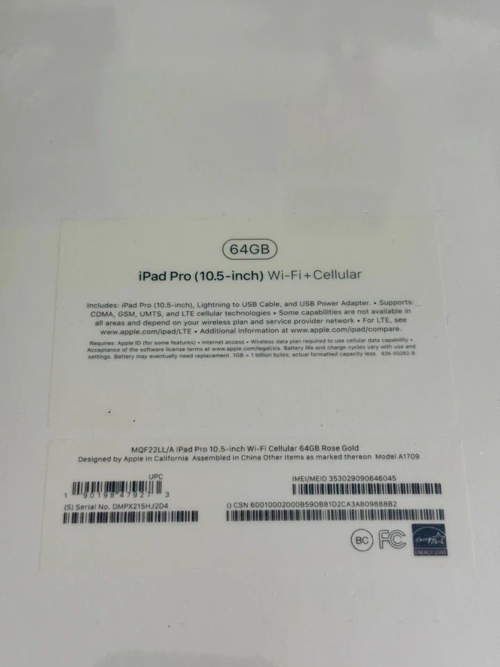 Apple iPad Pro 10.5-inch 64GB Wi-Fi + Cellular Rose Gold MQF22LL/A Model A1709 - Image 3 of 4