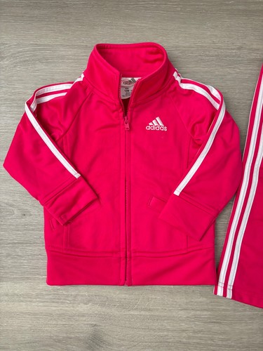 ADIDAS Niñas Traje de Pista ROSA INTENSO Bebé Niño Talla 12 Meses Cremallera Logo Pantalón - Imagen 3 de 14