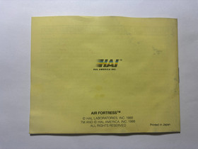 Air Fortress Manual | Nintendo Entertainment System NES | NES-AI-USA | Used
