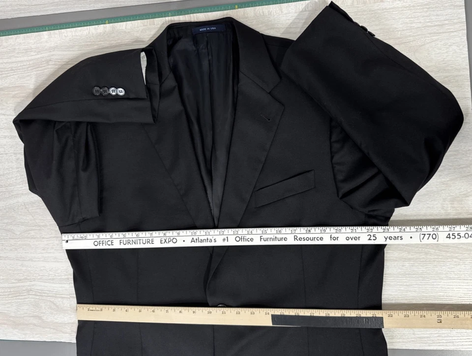 Vintage Loro Piana Wool 44L Men Black 2 Button Suit Coat Jacket Blazer - Image 2 of 4
