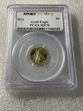 Hard To Find! APMEX BULLION CENTER EBAY 2013 $5 GOLD EAGLE PCGS MS70