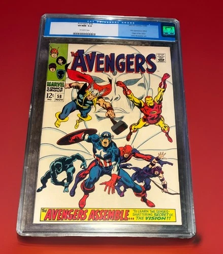 Marvel Comics Avengers #58 CGC 9.0 OWW Origin of the Vision(old Slabs+ Grades