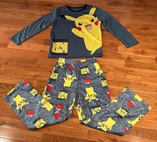 Pokemon Pikachu Boys M 8 Long Sleeve Top Pants Pajama Sleep Set 2-Piece NWOT