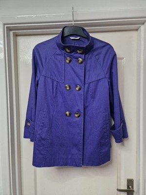 Marks and Spencer Size 12 Purple Jacket Coat Pockets Lightweight Cotton Summer