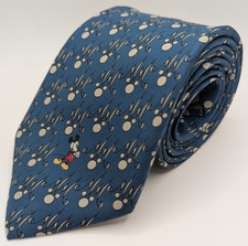 Balancine Disney The Tie Works Necktie Blue Mickey MM Logo Made In USA 3.5"W 58"