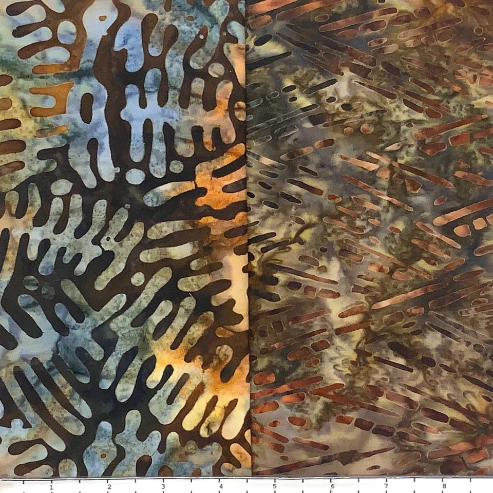 12 Fat Quarters Golden Brown Batik Lunn Fabric FQ Pack 100% Cotton Handmade - Image 3 of 4