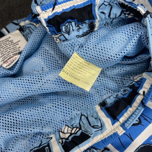 Vintage Y2K Platinum Fubu Fat Albert All Over Print Blue Check Swim Shorts L - Imagen 7 de 18
