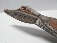 ANTIQUE NEW GUINEA / SOLOMON ISLANDS SOUTH SEAS DUGOUT CANOE MODEL CROCODILE