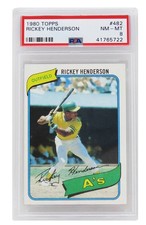 Rickey Henderson 1980 Topps Baseball #482 RC Rookie Card - PSA 8 NM-MT (G)