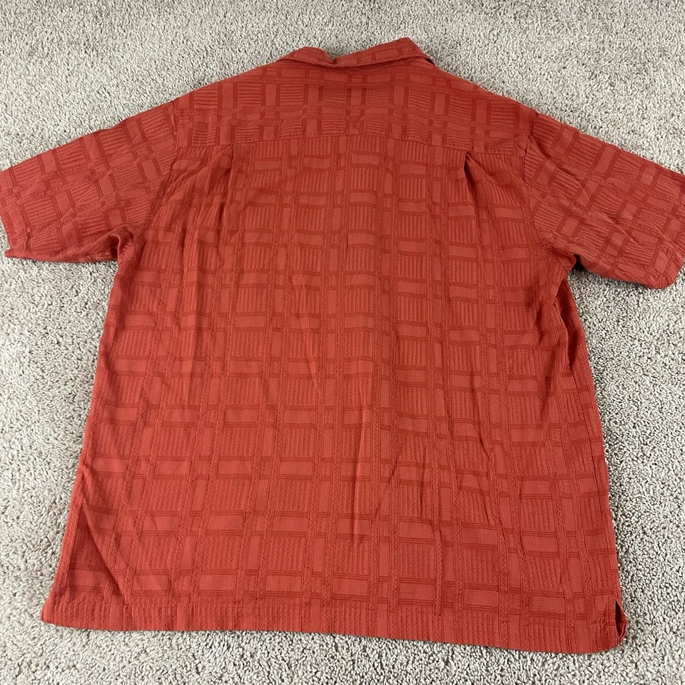 Pendleton Button Front Shirt Men Large Red Textured Bamboo Loop Collar Camp 49 - Image 2 of 4