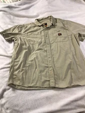 HawX Work-Gear Button-Up BEIGE Shirt Men's Size LARGE